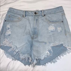 High rise denim shorts